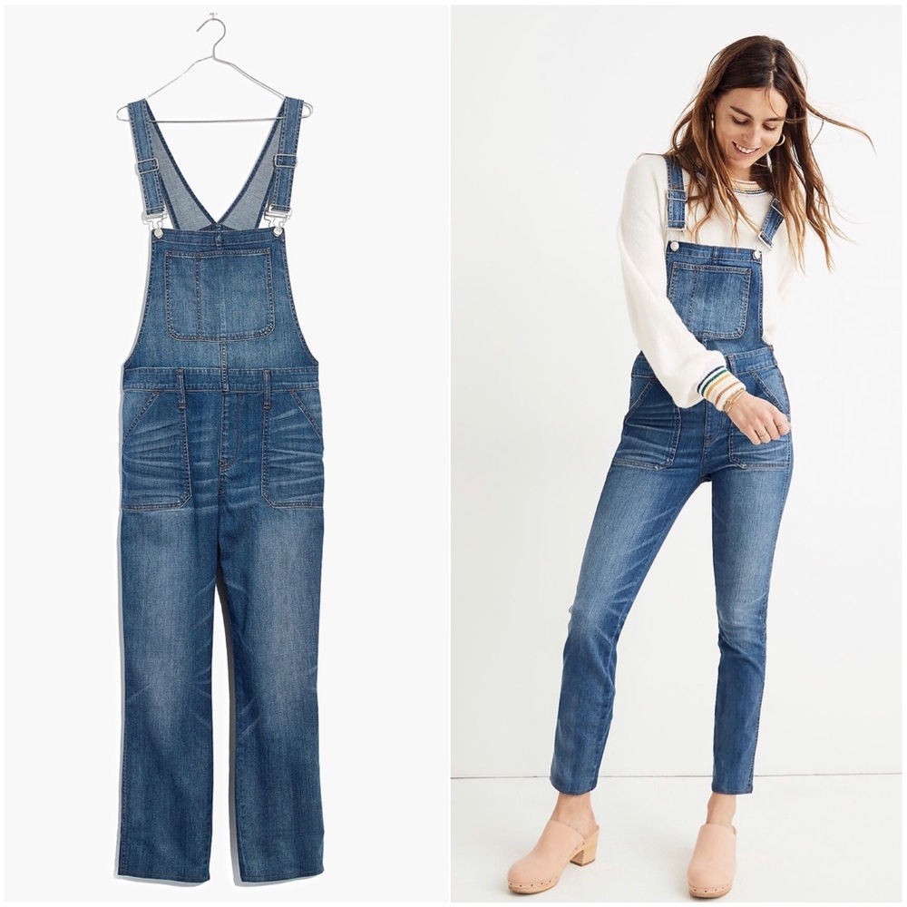 MADEWELL Skinny Overalls Jansing Medium Wash Denim Jean Zip Ankle New NWT Small